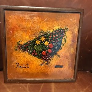 Hand painted rooster tray